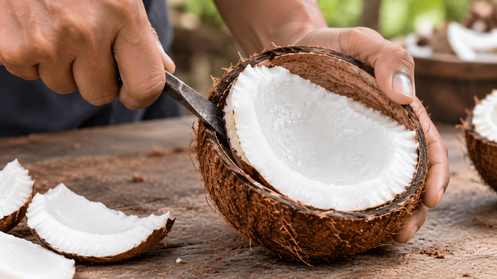 cara memisahkan kopra dari batok